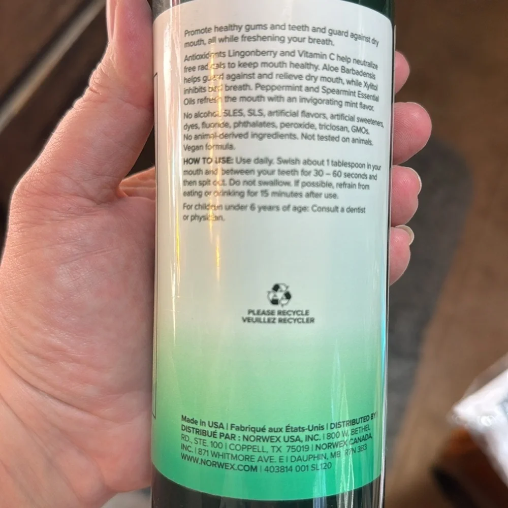 SEALED Norwex Lysere Antioxidant Mouthwash - Mint 16 Fl Oz